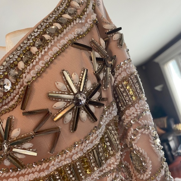 RACHEL ALLEN NUDE BEADED HOMECOMING DRESS SZ 4 SHORT DRESS - Picture 3 of 12